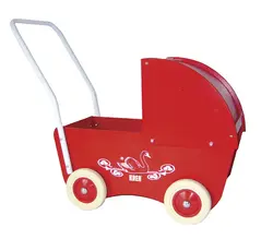 Krea Klassisk rød dukkevogn i træ