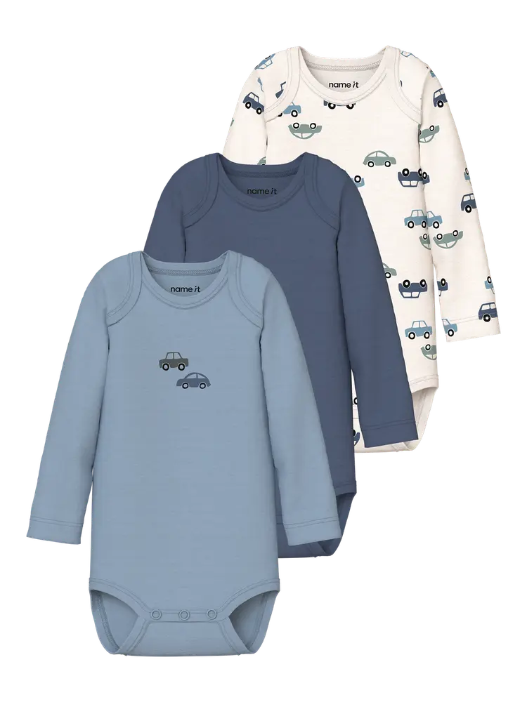 Name It Biler Langærmet Body 3-Pak - Jet Stream - 50