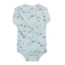 Joha Body l/æ - Bambus - Lyseblå m. Traktorer