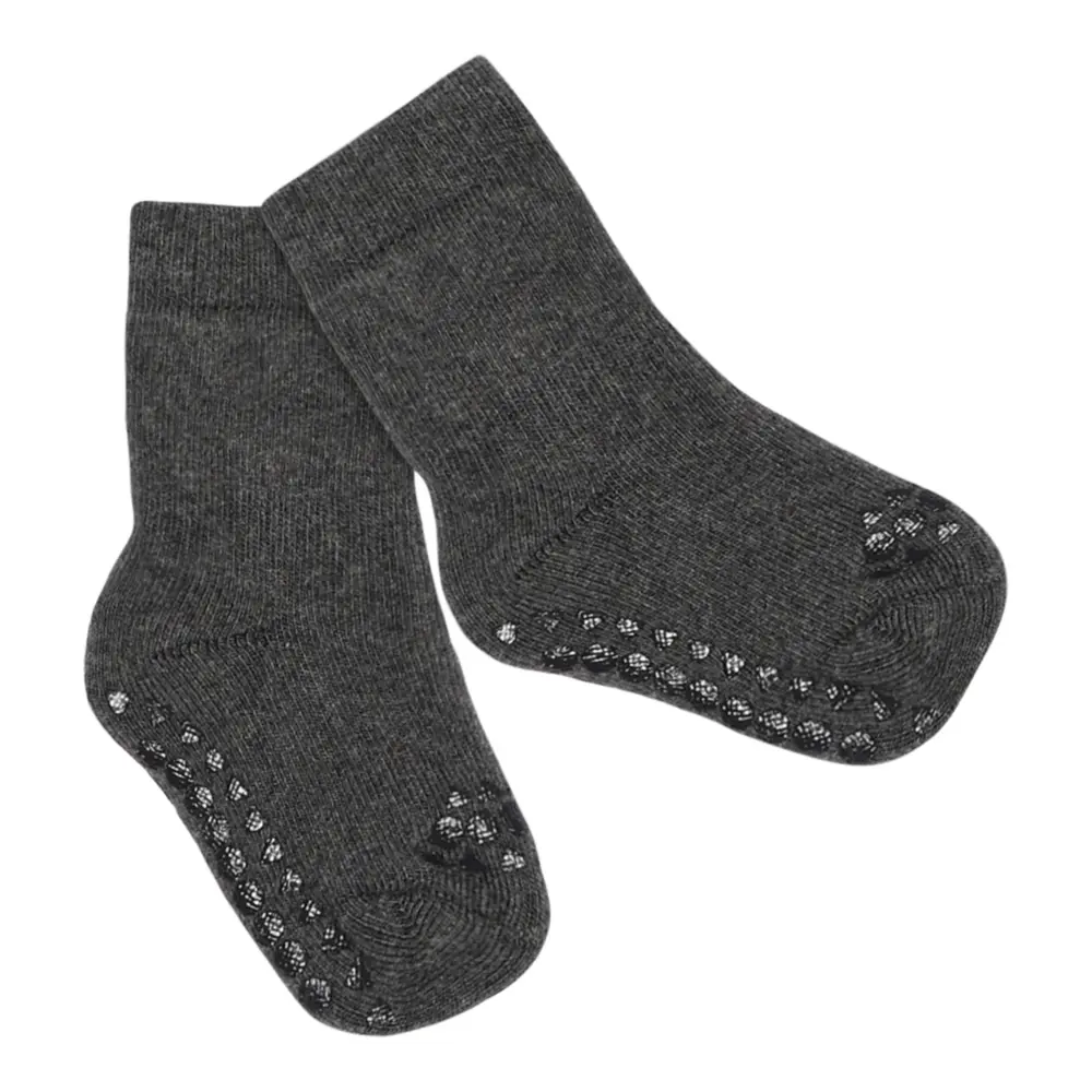 GoBabyGo Skridsikre Strømper Terry Bomuld - Dark Grey Melange - 20/22