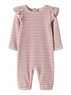 Lil' Atelier Uv Dragt Misty Rose Med Striber Og Flæser - Str. 3y 98cm