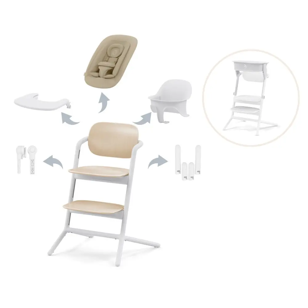 product-Lemo højstol 4i1 inkl. læringstårn - Sand white | All white