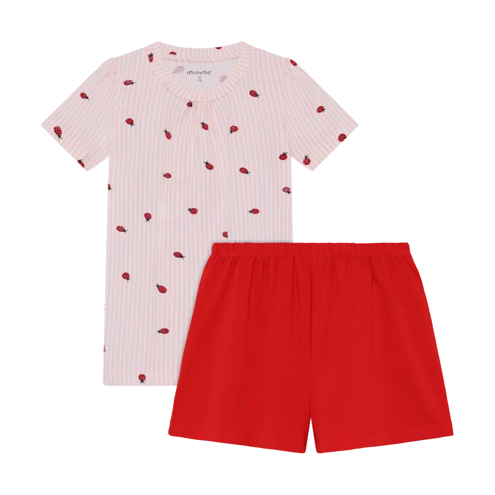 T-shirt og Shorts Sæt - Peach Blush - 110