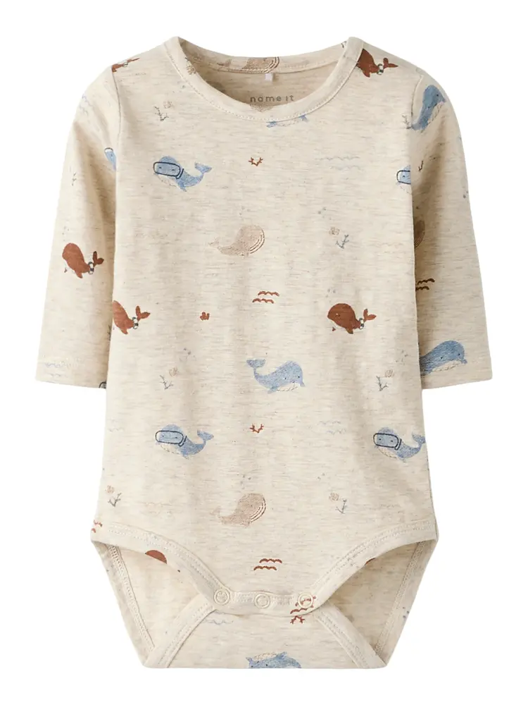 Name It Body Peyote Melange Med Hvalprint - Str. 1m 56cm