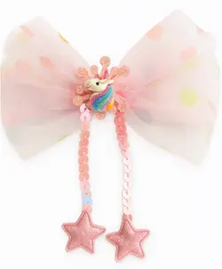 Hårclips Big Unicorn Bow Rose