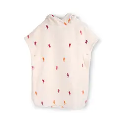 Strandponcho med broderi GOTS - Søhest