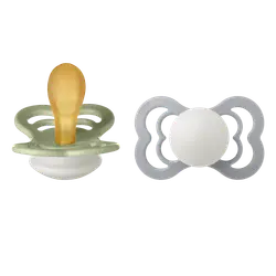 BIBS Symmetrisk Supreme Sut - 2-Pak - Str. 2 - Naturgummi - GLOW - Sage/Cloud