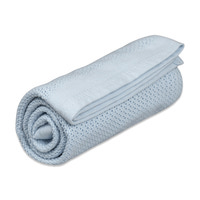 Striktæppe, bomuld, lyseblå