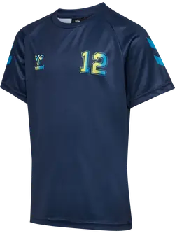 Hummel T-shirt - hmlShimmer - Dress Blues/Limeade