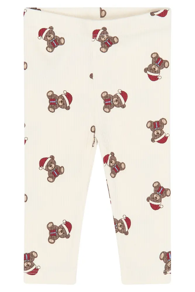The New Siblings Holiday Teddy Rib Leggings - Gardenia AOP - 56