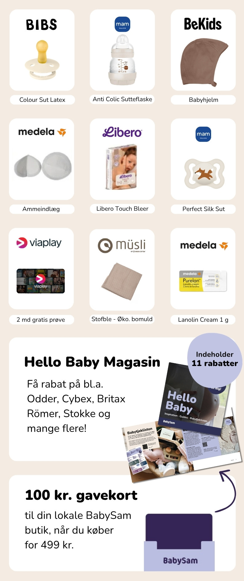 BabySams gratis babypakke 2026 med bleer, sut og babyudstyr