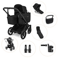 Bugaboo Donkey 6 Kombivogn Inkl. Søskendesæde, Organizer, Kørepose, Kopholder, Højdeadapter Og Regnslag - Heritage Black