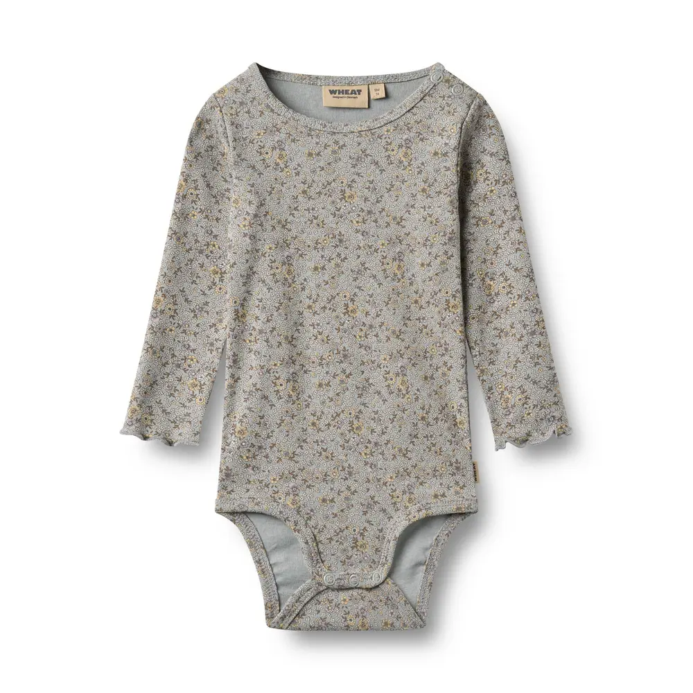 Wheat Regitza Langærmet Body - Slightly Blue Flowers - 62