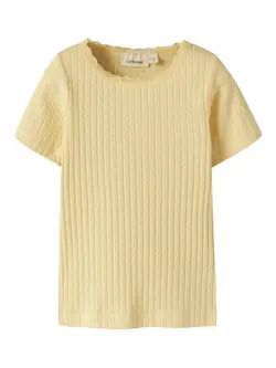 Lil' Atelier T-shirt - Rib - NmfHaldis - Sunlight m. Hulmønster