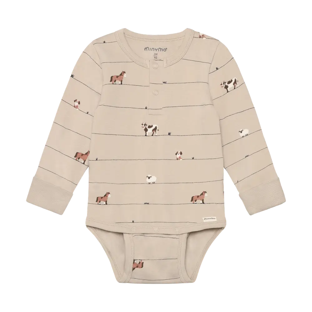 Minymo Langærmet Body - Feather Gray - 86
