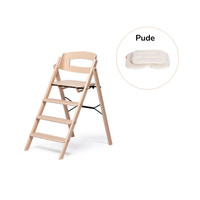 Klapp højstol foldbar bøg inkl. pude - natur