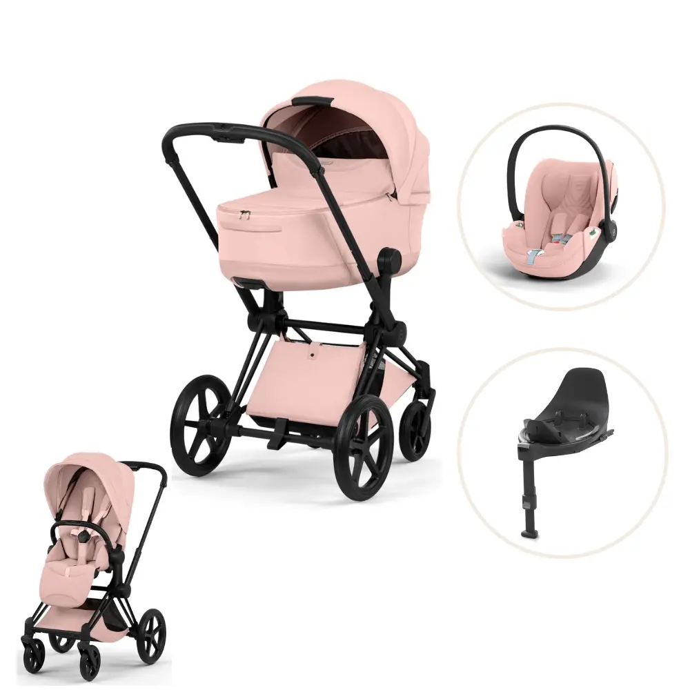 product-Cybex Priam Style Kombivogn inkl. Cloud T Plus og Base T - Peach Pink/Matt Black