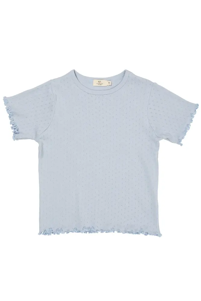 Sommer pointelle t-shirt – DUSTY BLUE – 80