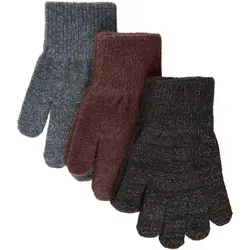 Magic handsker 3 pak med lurex - Dark Mink-Black-Antrazite - 1-3 ÅR