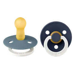 BIBS Rund Colour Sut - 2-Pak - Str. 2 - Naturgummi - GLOW - Petrol/Deep Space