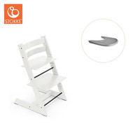 Højstol inkl. tray - hvid/grå