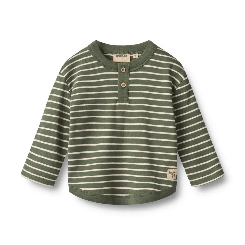 Wheat Osvald Trøje - Dark Green Stripe - 62
