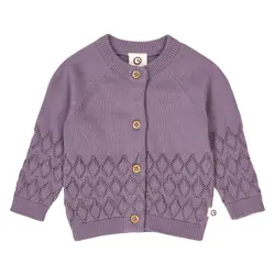 Müsli Cardigan - Strik - Leaf - Lilac Fog m. Hulmønster