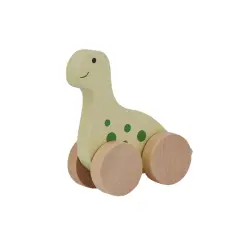 Wooden Dino on Wheel billede