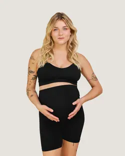 Sømløs graviditetsshorts - SORT - M