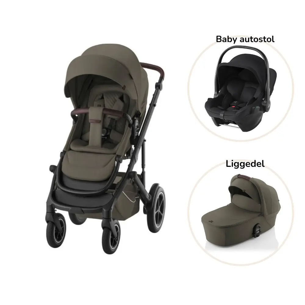 Britax RÃ¶mer Smile 5Z lux inkl. liggedel og Baby-Safe Core autostol - urban olive/space black