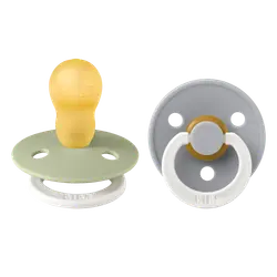 BIBS Rund Colour Sut - 2-Pak - Str. 3 - Naturgummi - GLOW - Sage/Cloud
