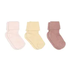 Rib baby strømper 3-pak - Woodrose - 15/16