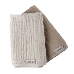 Leander Pusleunderlag til Matty og Matty Mini - Muslin - 2-pak - Cappuccino/Mocca