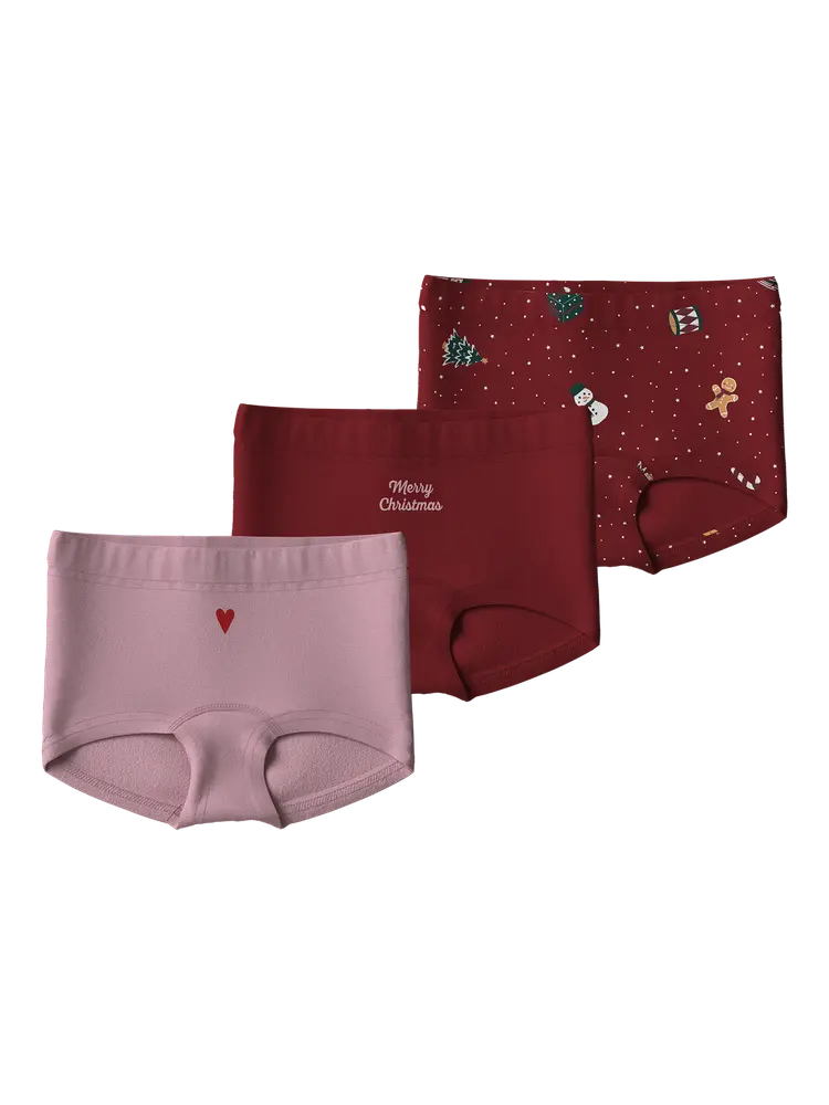 Name It Vismas Underbukser 3-Pak - Red Dahlia - 92