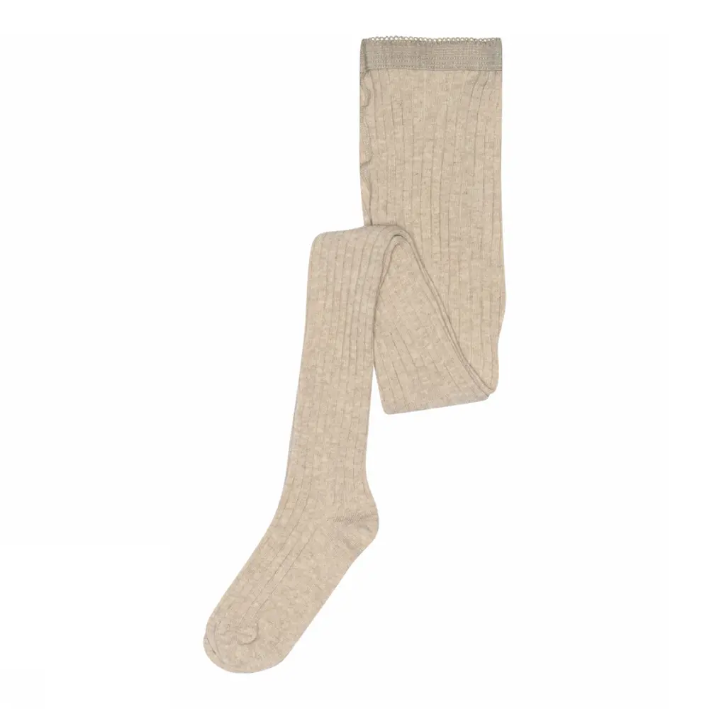 MP Denmark Basic Rib Strømpebukser - Beige Melange - 60