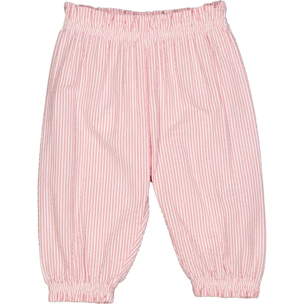Seersucker stripe bukser - Balsam cream/ Bubblegum - 74