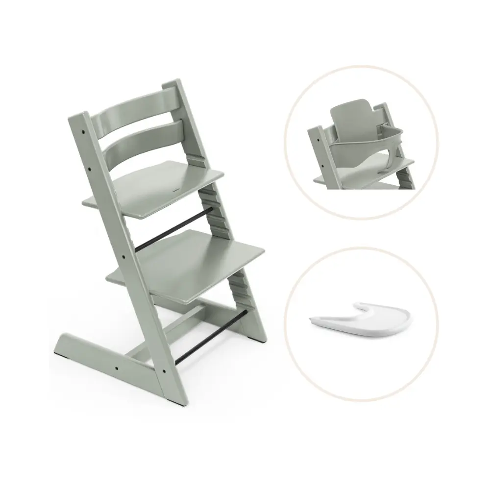 StokkeÂ® Tripp Trapp Højstol Bøg Inkl. Babysæt Og Tray Glaicer