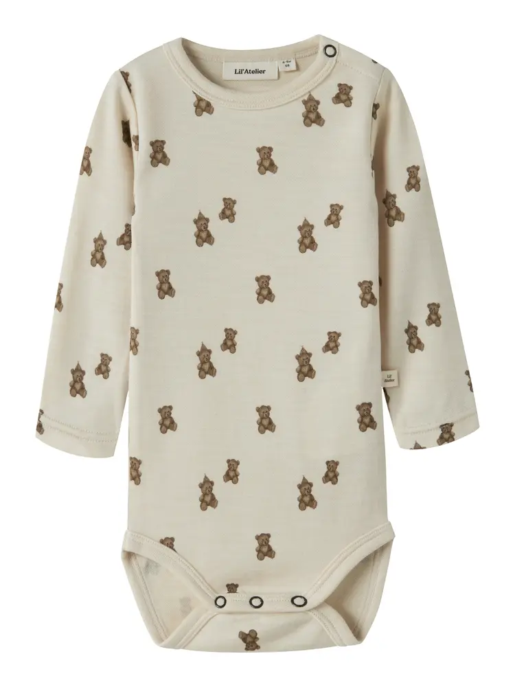Lil' Atelier Nilo Nun Langærmet Uld Slim Body - Turtledove - 62