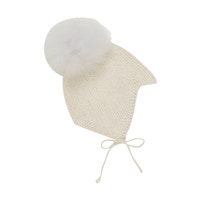Uld Strik Alpaca Hue Pompom - Off-white