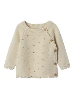 Lil Atelier Bluse - Strik - NbfLaguna - Turtledove m. Hulmønster
