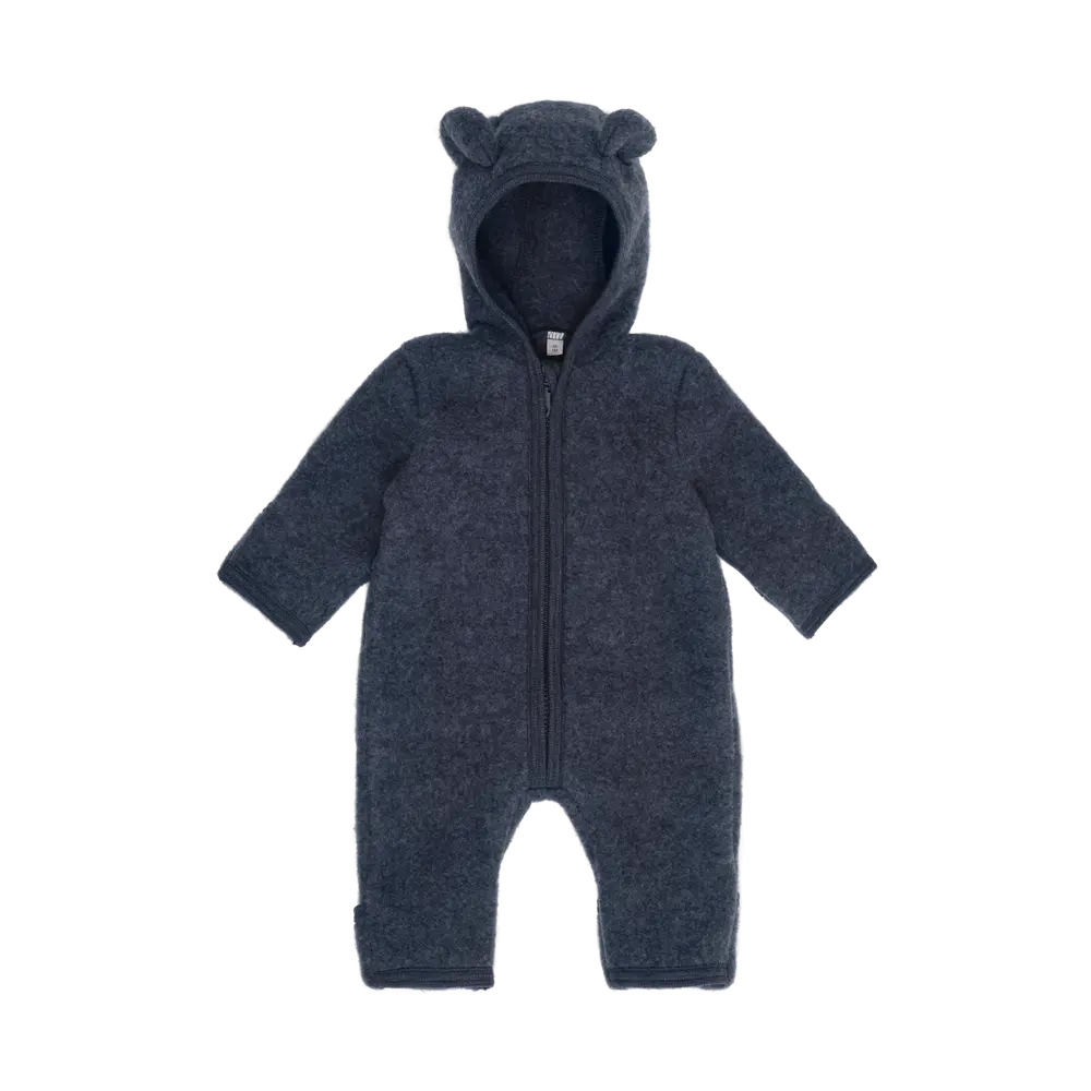 Køredragt m. ører Uld Fleece - Ombre Blue Melange