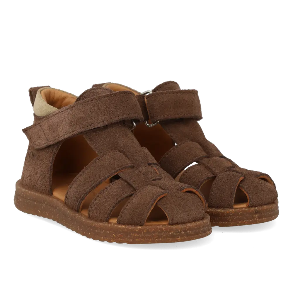 Begynder Sandal m Velcro - Dark Taupe/Sand - 21