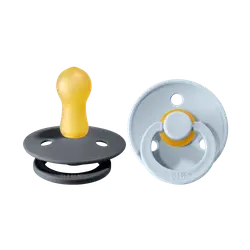 BIBS Colour Sutter - Str. 2 - 2-pak - Rund - Iron/Baby Blue