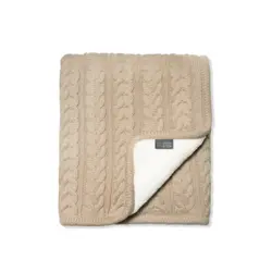 Striktæppe med fleece, sand beige