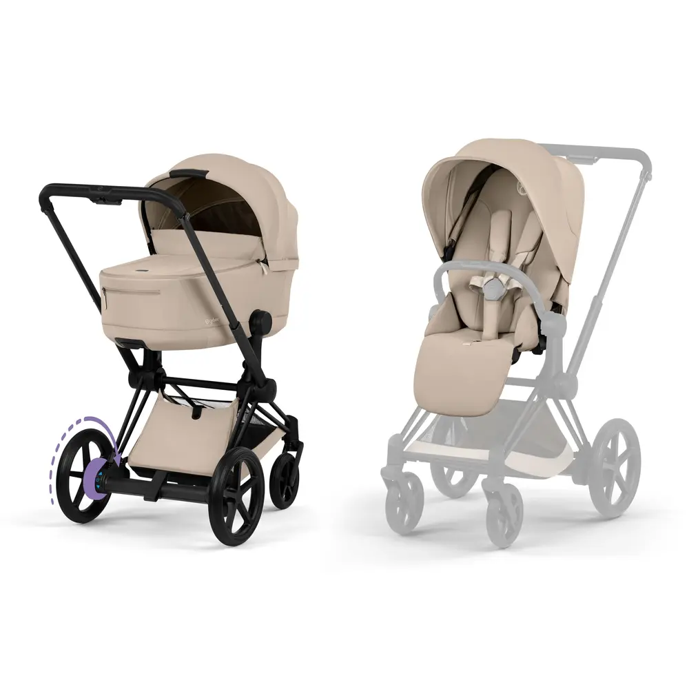 ePriam kombivogn Black inkl. Liggedel - Cozy Beige