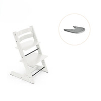 Højstol inkl. tray - hvid/grå