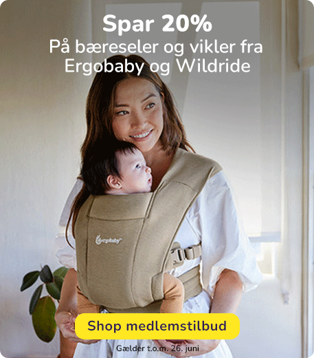 Spar 20% på bæreseler og vikler fra Wildride og Ergobaby