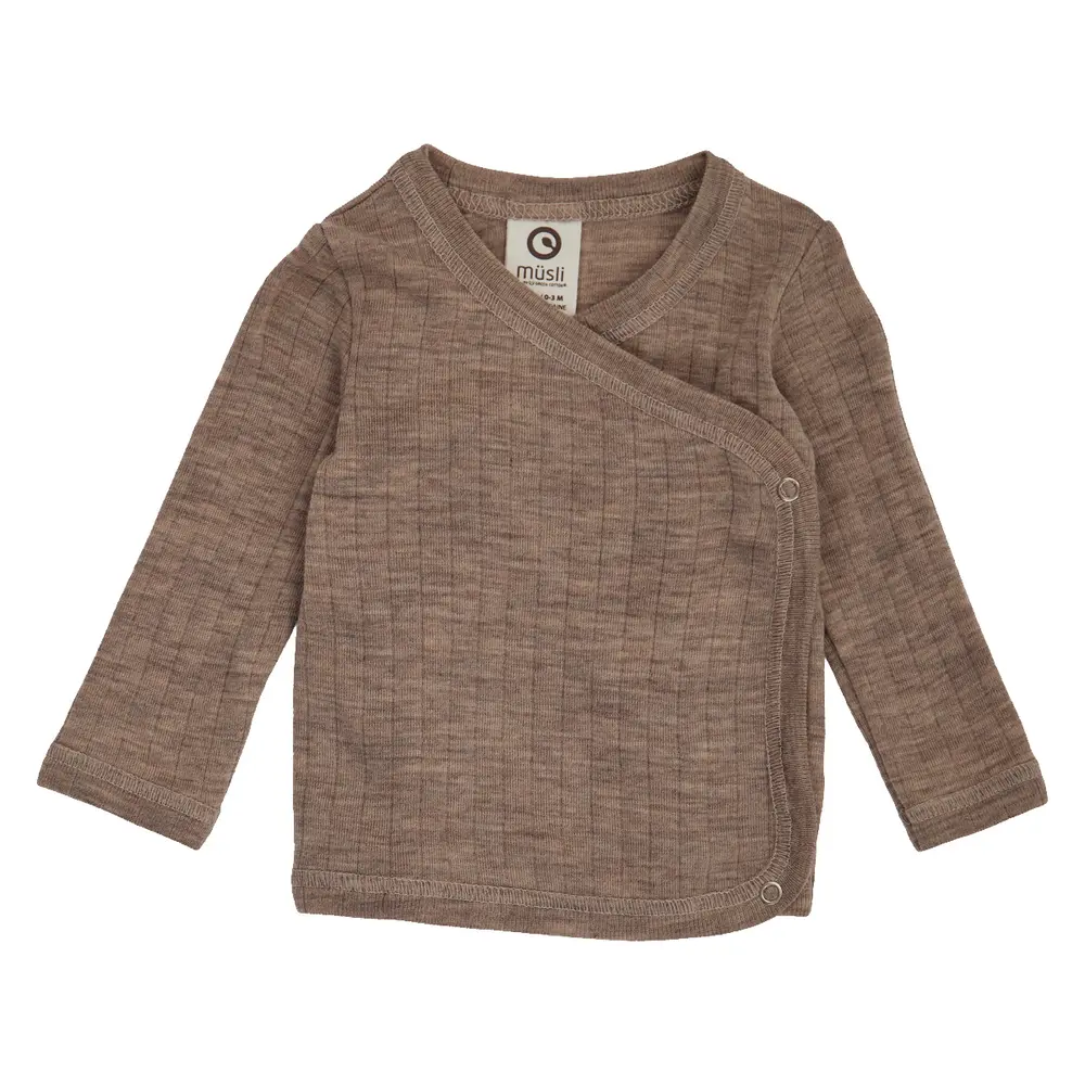 Müsli Uld Rib Wrap Cardigan - Walnut Melange  - 56