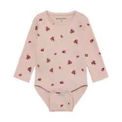 Langærmet Rib Body m. Print - Peach Whip - 74