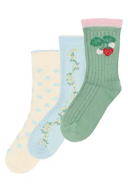 Minipop Strømper - Rib - Bambus - 3-pak - Clear Sky